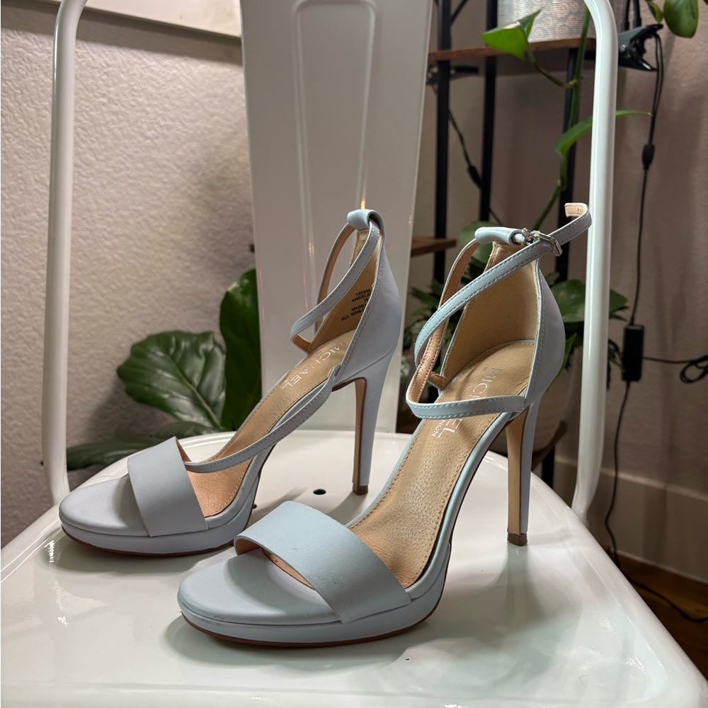 Elegant Light Blue Ankle Strap Heels